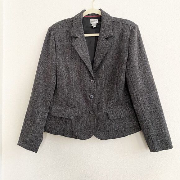 Chico’s Women’s Black Tweed Three Button Blazer Front Pockets Chicos Size 1 US 8 - Picture 1 of 7